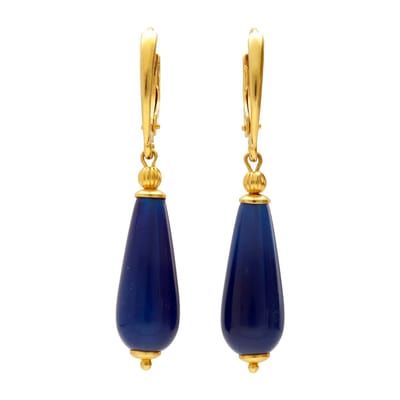 Bela Donaco - Oorbellen Blue Jeans – Jade – 24K verguld Sterling Zilver