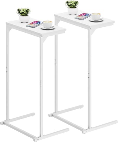 Set van 2 C-vormige bijzettafels 73cm hoog voor bank en bed