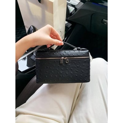 Leren Lunchbox Tas Modieuze Veelzijdige Struisvogelleer Schoudertas Crossbody Tas Handtas gray