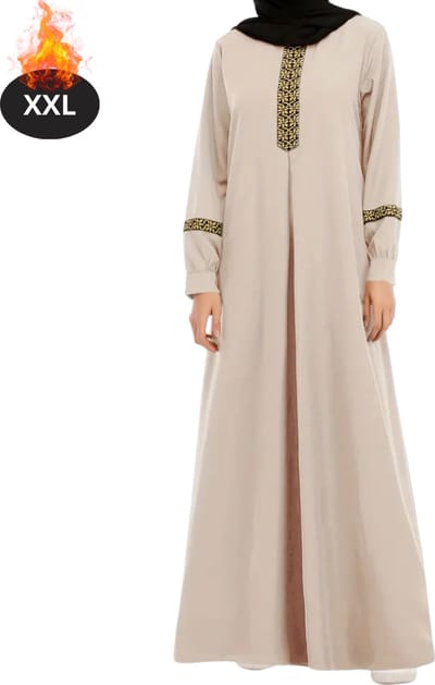 Bovista Islamitische Kleding - Djellaba Dames - Moslim Kleding - Arabisch Dames Kaftan - Alhamdulillah - Kaki - XXL