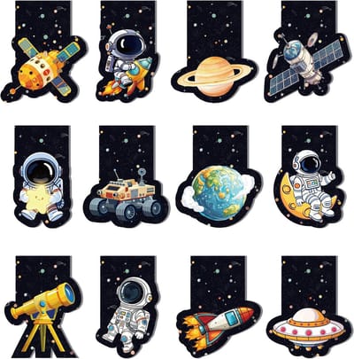 Magnetische Bladwijzers - Boekenleggers Ruimte - Lezen Markeren - 12 Stuks Set - 5.8 cm - Multicolore