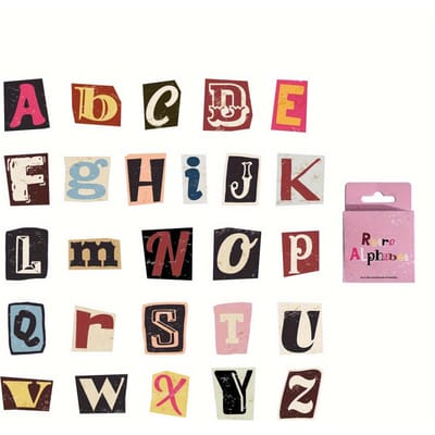 52 stuks/doos A-Z Vintage Letter Stickers Mini doosjes Zelfklevende DIY Sticker Cadeauverzegeling Decoratief Scrapbooking materiaal