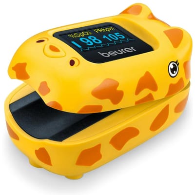 Beurer PO 13 Kids Pulse Oximeter – Zuurstofmeter & Hartslagmeter voor Kinderen – Snelle Pijnloze Meting – Compact & Licht – Medisch Gecertificeerd – Met Kleurendisplay, Polsband & Tas – 5 Jaar Garantie