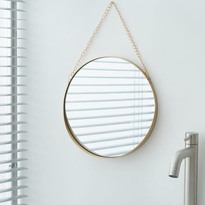 Dailygoods - Hangende Spiegel, Metalen Ronde Wandspiegel, Make-upspiegel Wandspiegel, voor Badkamer, Gang, Woonkamer, Slaapkamer (Goud)