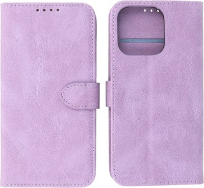 iPhone 13 Pro Hoesje - Portemonnee Book Case - Kaarthouder & Magneetlipje - Kunstleer - Paars