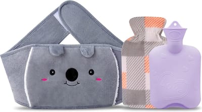 Heetwaterkruikriem Koala Heetwaterkruikrubber met zachte taillehoes, warmwaterkruik voor nek en schouder, rug, benen, tailleverwarming (paars)