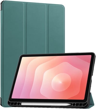 Hoes - Geschikt voor Samsung Galaxy Tab S11 - Dun & Stevig - Trifold Bookcase - Hard Cover Case - Met Uitsparing Geschikt voor S Pen - Hardcover Book - Tablet Hoesje - Donkergroen