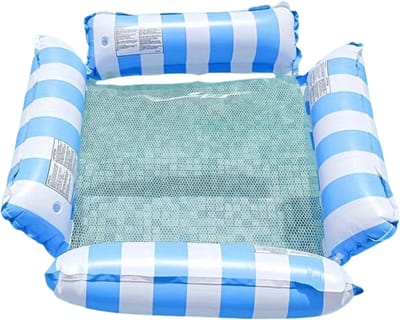 Nivard Luxe Waterhangmat - Luchtbed Zwembad - Luchtmatras Opblaasbaar - Water Hangmat - Aqua Lounge - Blauw XL + Pomp