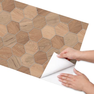 Coloray Meubel Wrap Folie - Bruin Meubelfolie - 50x100 cm - Meubelfolie Zelfklevend Houten mozaïek - Wrapfolie Keuken - Rustiek Meubelfolie - Decoratiefolie - Tafeldecoratie - Teksten