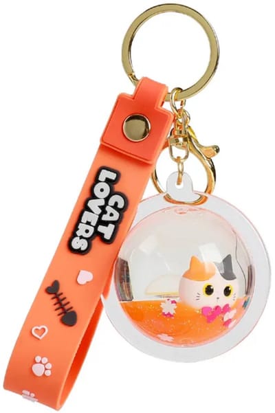iTotal Bolvormige Vloeibare Sleutelhanger ORANJE KAT Sphered Liquid Keychain ORANGE CAT 3.3x2.9x5cm