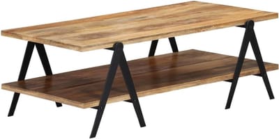 Salontafel Mangohout - Woonkamertafel Plank - Woonkamer Inrichten - Rustieke Charme - 115 x 60 x 40 cm - Bruin