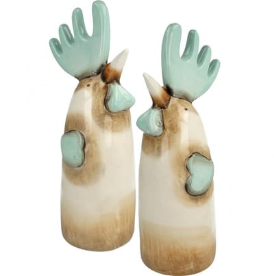 Keramische haan keukendecoratie, lichtblauw/bruin, hoogte 23 cm, 2 stu