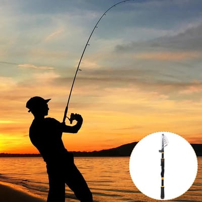 Draagbare Vishengel - Telescoophengel Baitcasting - Reizen Vissen - Hoge Sterkte Koolstofvezel - 2.1 Meter Lengte - Zwart Goud