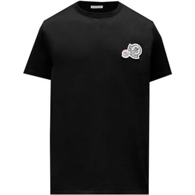 Moncler Logo Katoenen Ronde Hals T-shirt Heren Tops Zwart 0918C000388390Y999 XL black