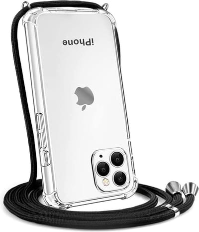 Hoesje met koord - ketting - Draagriem voor Schouder / Nek - touw - Hanger - Schouder tas - Geschikt voor: iPhone 11 Pro - transparant