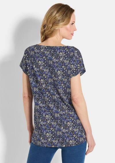 Jersey shirt met aangeknipte mouwen - blau / stein / gedess. - Gr. 19 van Goldner Fashion