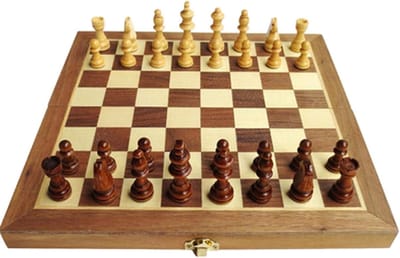 Schaakset Opvouwbaar - Schaakbordspel Inklapbaar - Intelligentie Oefenen - Magnetisch Vervaardigd - 39 cm - Houtkleur