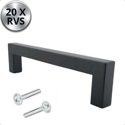 RVS Handgrepen Atlanta zwart 96 mm 20 Stuks - Strak - Handgreep kast - Handgrepen voor deurtjes - Deurgreep - Meubelgreep - Handgreep Zwart - meubelgrepen - handgreep keukenkastjes - Greep Zwart - Meubelbeslag - handgreep badkamer - schroeven