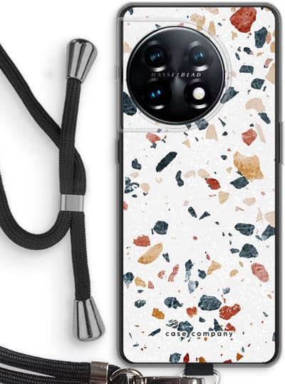Case Company® - Hoesje met koord geschikt voor OnePlus 11 hoesje met Koord - Terrazzo N°4 - Telefoonhoesje met Zwart Koord - Bescherming aan alle Kanten en Over de Schermrand