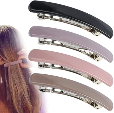 QTTVBTNA 4 Stuks – Haarclips Dames - haaraccessoires - Haarspeld - Haarklemmen Dames - Glanzende Barrettes – Platte Franse Haarspelden – Antislip – Geschikt voor Dun & Fijn Haar