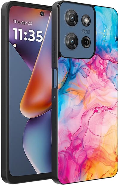 Smartphonica Telefoonhoesje Geschikt voor Motorola Moto G 2025 met Regenboog Acryl Marmer Opdruk - TPU Backcover Case Rainbow Acrylic Marble Design geschikt voor Motorola Moto G 2025