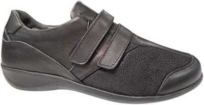 Q Fit Nola Zwarte Leren Bandschoenen Dames - Zwart - 37