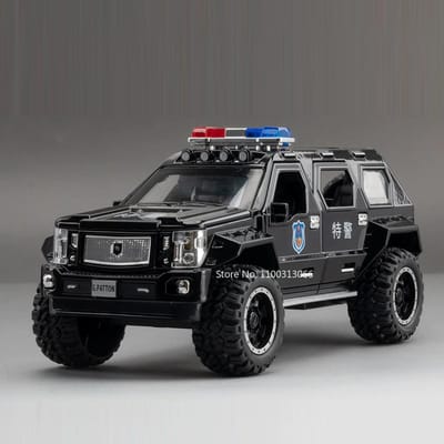 1:24 Schaal Legering Qiaozhibadun H2 Politiewagen Modellen Speelgoed 6 Deuren Openende Voertuigen Pull-Back Auto's Volwassenen Kinderen Verjaardagscadeaus