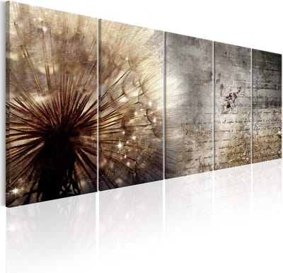 Schilderijen Op Canvas - Schilderij - Beige Dandelion 225x90 - Artgeist Schilderij