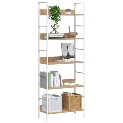 vidaXL - Boekenkast - 5 - schappen - 60x27,6x158,5 - cm - bewerkt - hout - eikenkleur