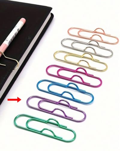 Penhouder voor notitieboek – Paars – Metalen penclip – Schoencadeau – Sinterklaascadeau – Kerstcadeau – Cadeau onder €5 – Planner accessoire