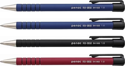 Penac Japan Balpen - RB-085 - 4-pack - 1.0mm - Blauw - Zwart - Rood