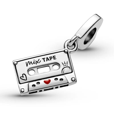 Fler® | Bedel | Past op populaire bedelarmbanden (standaard - 3mm) | Vintage Cassette Bedel | Hangbedel Charm | 925 sterling zilver | Rode & Zwarte emaille | Armband Kraal | Valentijnsdag Cadeau | Sinterklaas kado | Kerstcadeau | Verjaardagsgeschenk