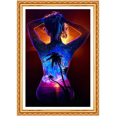 Diamant schilderij schoonheid body art landschap uitzicht kokospalm sterren diamant DIY volledige ronde woondecoratie 20X30CM