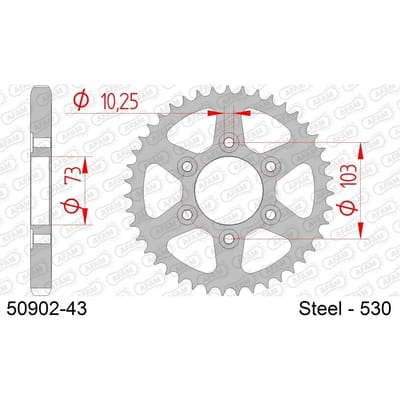 Stalen motortandwiel achteraan Afam 530 43 dents