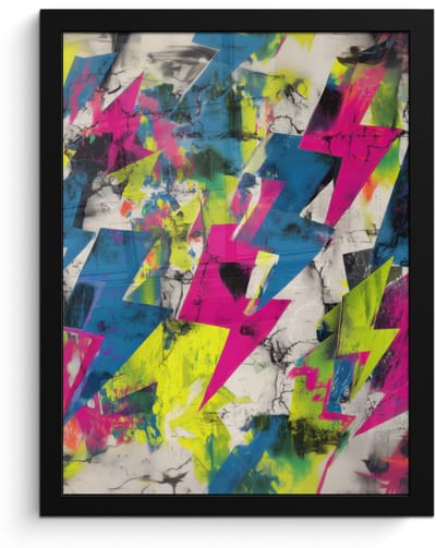 Poster in lijst - Fotolijst 30x40 cm - Posters - Bliksemschichten - Patroon - Marmer - Kleuren - Posterlijst zwart - Decoratie - Wanddecoratie woonkamer - Muurdecoratie slaapkamer