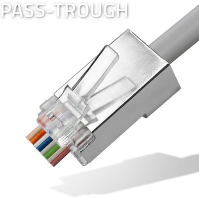 Qoltec Plug via RJ45-connector |   CAT6 |   FTP |   Doorvoer |   Vergulde contacten |   100 stuks