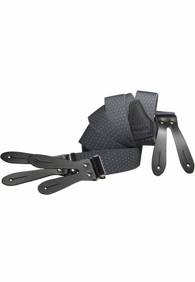 Pierre Mouton - Bretel - Volwassenen - Heren - Pin Point - Bretel - met Leertjes - Grijs / Wit- 120cm - 35mm - M - L