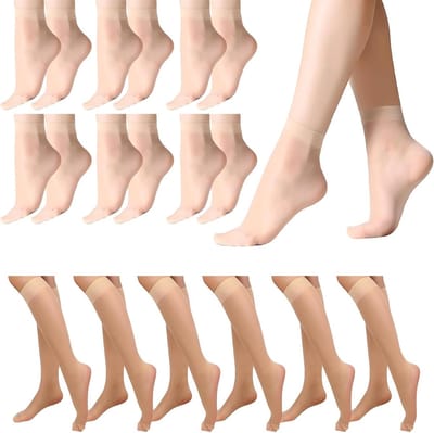 Comfortabele Herenkousen voor Dames | 6 Paar beige Kousen | Ademend en Perfect voor Dagelijks Gebruik zonder Afzakken