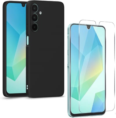 Silicone hoesje Zwart met 1x Tempered glas Screen Protector Geschikt voor: Samsung Galaxy A26 / A17 (5G)