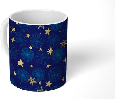 Mok - Koffiemok - Sterren - Sneeuw - Patronen - Kerst - Mokken - 350 ML - Beker - Koffiemokken - Theemok