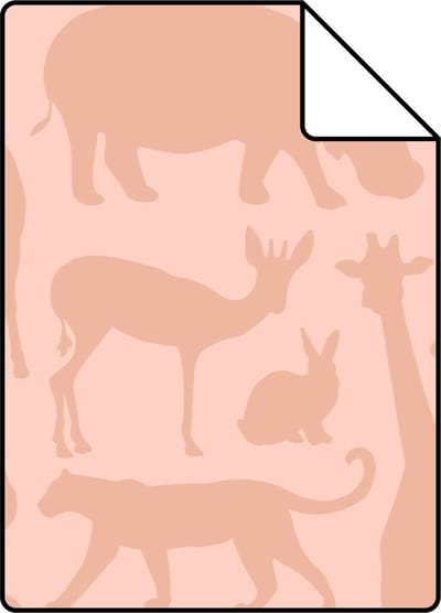Proefstaal ESTAhome behang dieren terracotta roze - 26.5 x 21 cm - 139789-S