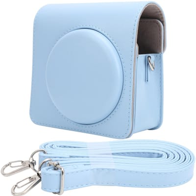 Étui de protection pour appareil photo, sac à bandoulière en cuir PU, compatible avec Instax Square SQ1, orange bleu