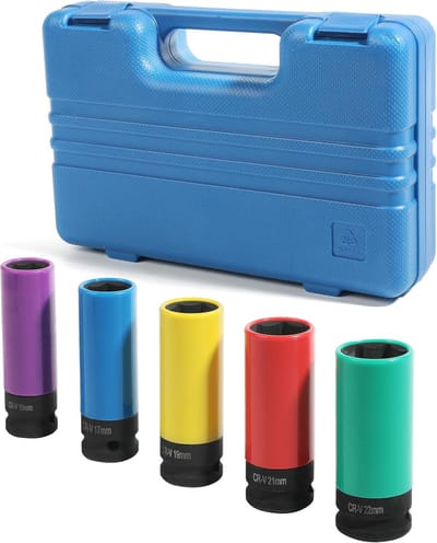 1/2 inch Slagsleutel Set Wisseldoppen 5-Delig - Wielmoer Dop Set 15 t/m 22 mm