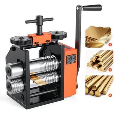 VEVOR Handwals 44 mm 3-in-1 Combinatiewals voor Rond, Plat en Halfrond, Handgereedschap voor Doe-het-zelf sieradenmakers, Instelbare dikte 0,03–7 mm, voor kneedbare metalen zoals goud, zilver, koper en aluminium