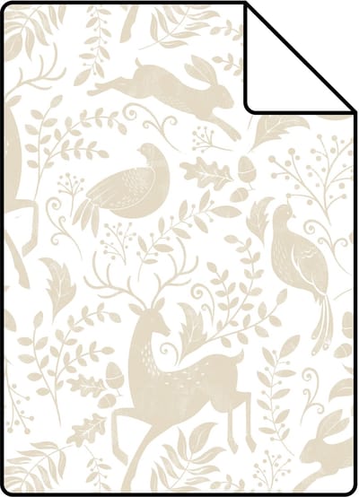 Proefstaal ESTAhome behang bos met bosdieren beige - 26.5 x 21 cm - 139527-S