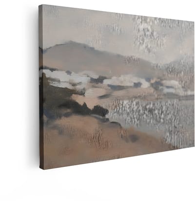 Artaza Canvas Schilderij Kustlandschap - 120x90 cm - Wanddecoratie Zee - Muurdecoratie Mistige Bergen - Schilderijen Op Canvas Natuur