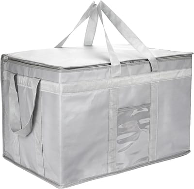 Grote geïsoleerde koelrugzak, herbruikbare dubbele rits tas voor voedselbezorging, ideaal voor boodschappen en picknicks, 58 x 38 x 36 cm