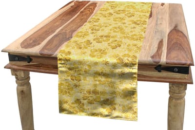 ABAKUHAUS Hawaii – tafelloper – Geel/Wit – Hibiscusbloemen, 40x300 cm