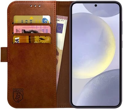 Rosso Element Book Case Wallet Hoesje Geschikt voor Samsung Galaxy S24 Plus | Portemonnee | 3 Pasjes | Magneetsluiting | Stand Functie | Bruin