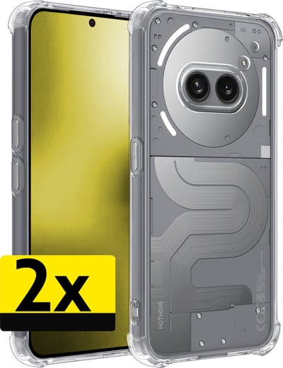 Hoesje - 2 Stuks - Geschikt voor Nothing Phone (2a) - Sterk & Shockproof - Siliconen Case - Back Cover - Telefoon Hoes Shock Proof - Telefoonhoesjes - Transparant